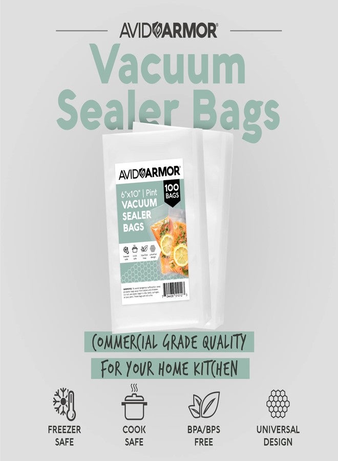 Avid Armor Vacuum Sealer Bags Pint Size, Vac Seal Bags for Food Storage, Meal Saver Freezer Vacuum Sealer Bags, Sous Vide Bags Vacuum Sealer, Non-BPA, 6 x 10 inches, Pack of 100 - Image 2